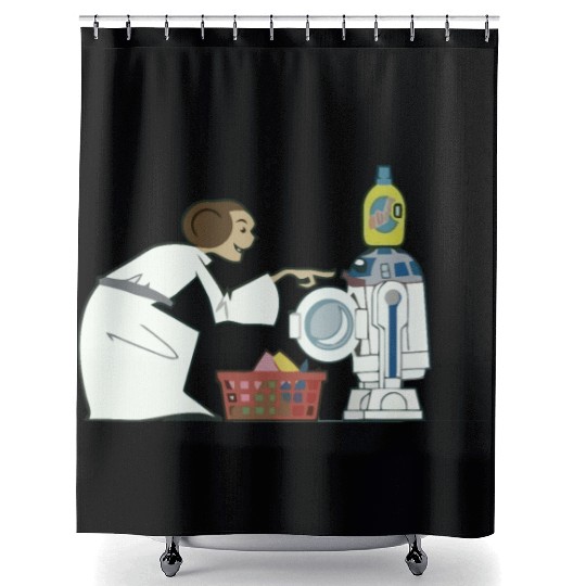 Funny Star Wars r2d2 and Leia comic Shower Curtains