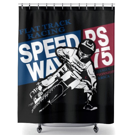 Flat Track Rider - Speedway Racing Shower Curtains