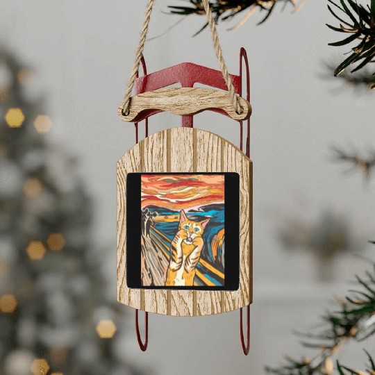 The scream of the cat Sled Ornaments