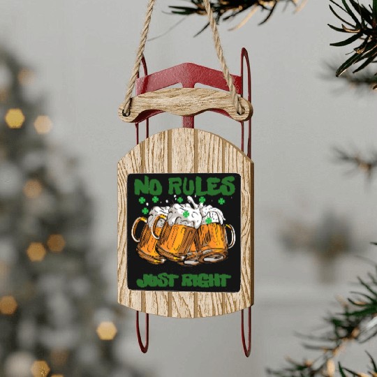 st paddy funny day, green beer Irish day Sled Ornaments