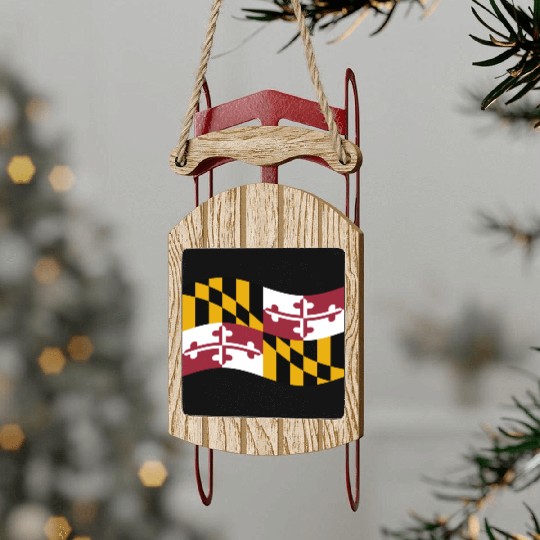 Waving Maryland Flag Sled Ornaments