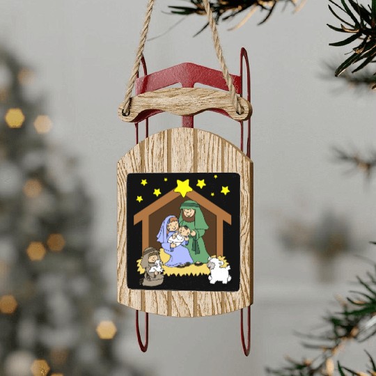 Nativity Scene Sled Ornaments