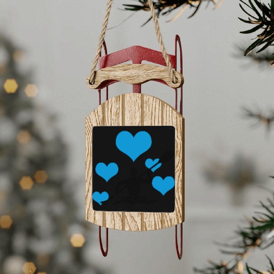 Canoe with 5 hearts Sled Ornaments