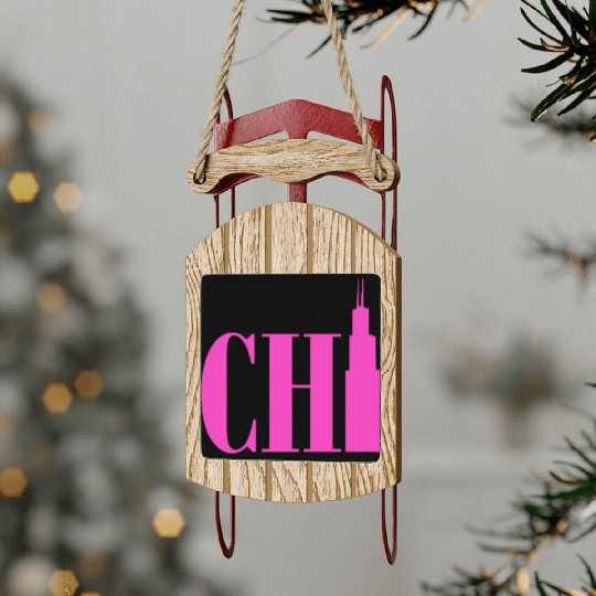 Chicago - Neon Pink Sled Ornaments