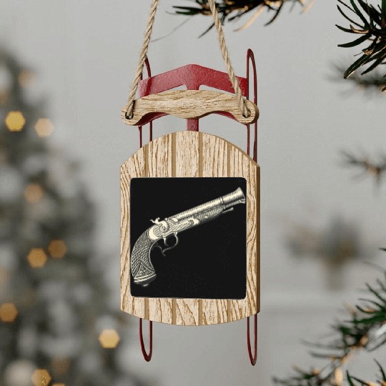 Retro pirates gun design Sled Ornaments