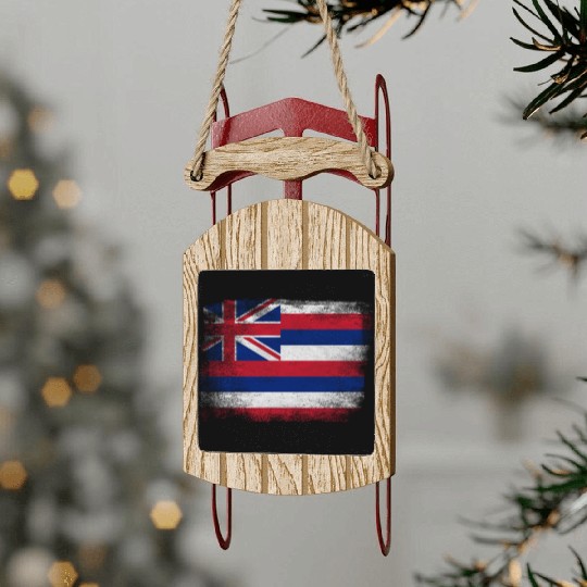 Hawaii American Flag Fusion Sled Ornaments