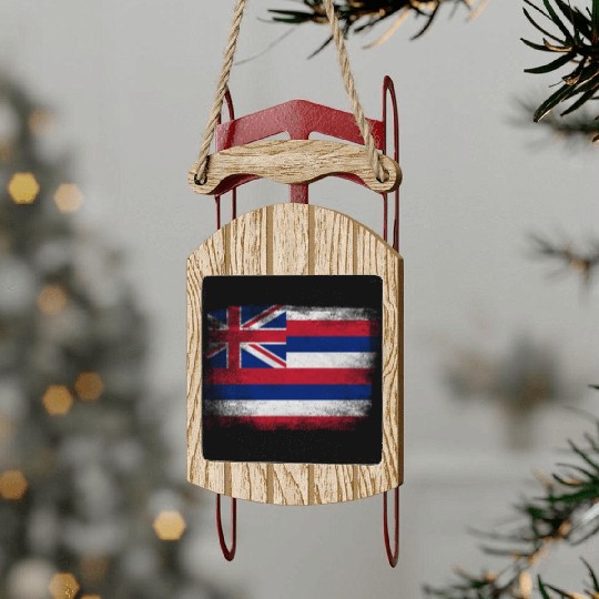 Hawaii American Flag Fusion Sled Ornaments