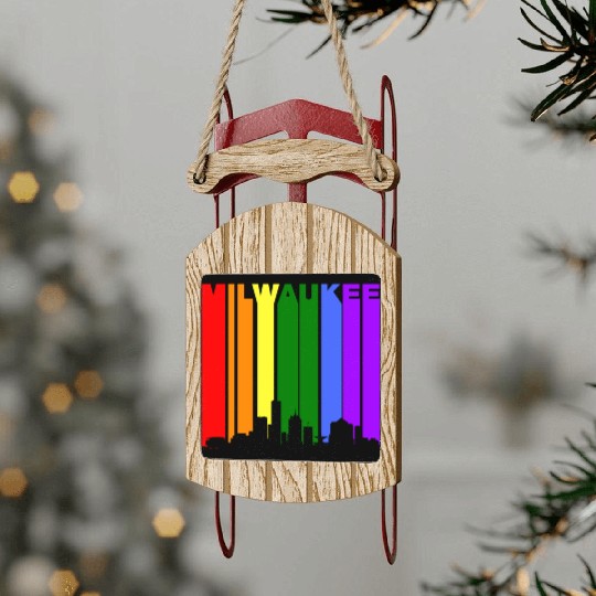 Milwaukee Wisconsin Rainbow LGBT Gay Pride Sled Ornaments