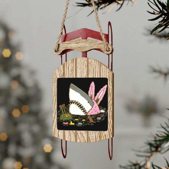 The Easter Shark, Funny Easter,Cute Bunny In Shark Sled Ornaments