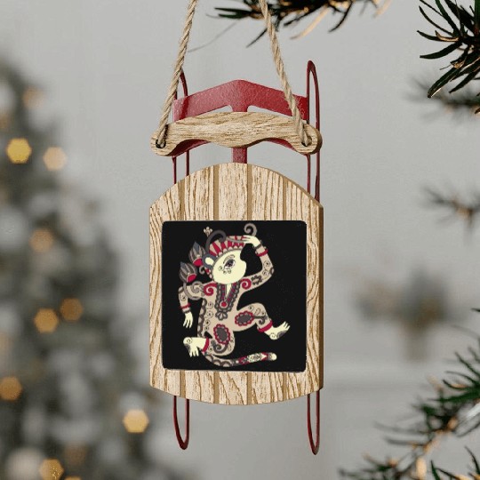 Aztec Monkey Sled Ornaments