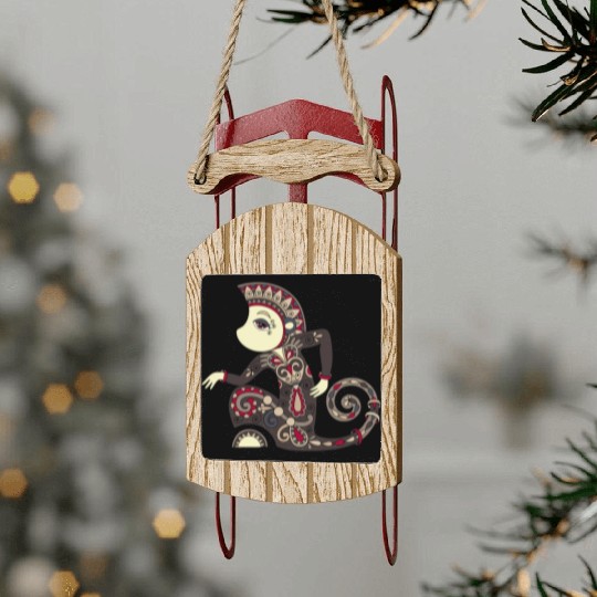 Aztec Monkey Sled Ornaments