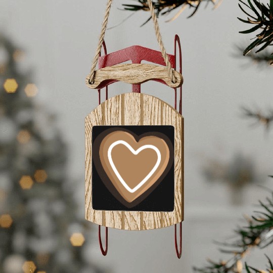Gingerbread heart Sled Ornaments
