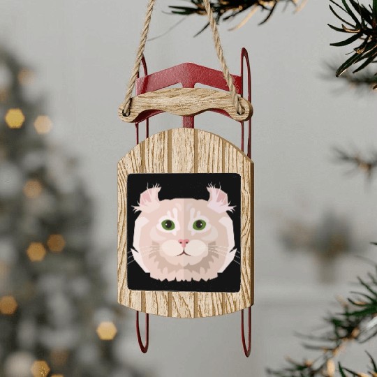 white cat Sled Ornaments