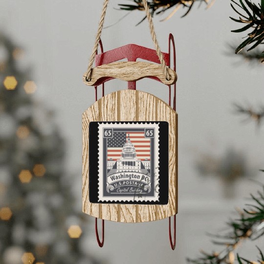 Countries Flags stamp Sled Ornaments