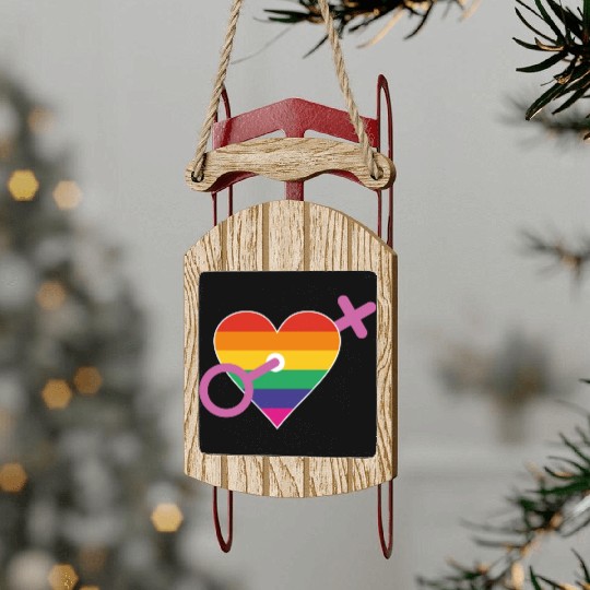 Rainbow heart female Sled Ornaments