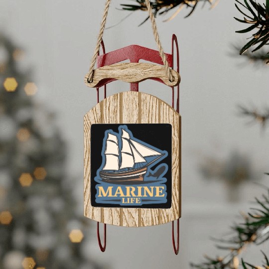 marine life logo Sled Ornaments