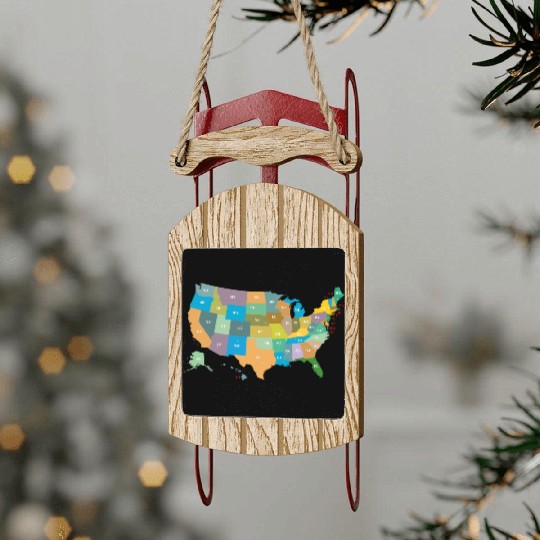 US States Sled Ornaments