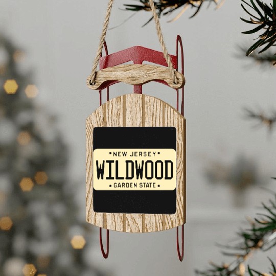 Wildwood New Jersey License Plate Sled Ornaments