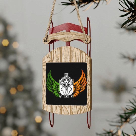 Irish Flag Design Celtic Cross Irish gift Sled Ornaments