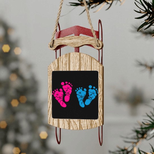 Twin Baby Feet - Pregnancy - Maternity - Mom to be Sled Ornaments