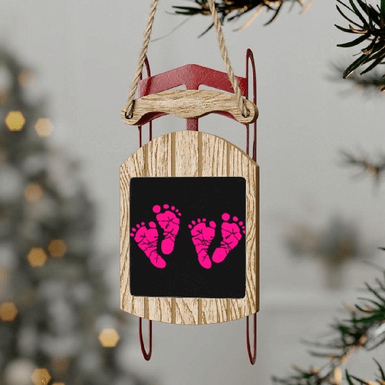 Twin Baby Feet - Pregnancy - Maternity - Mom to be Sled Ornaments