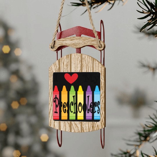 preschool teacher Sled Ornaments