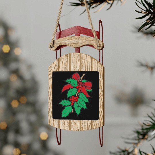 Mistletoe Sled Ornaments