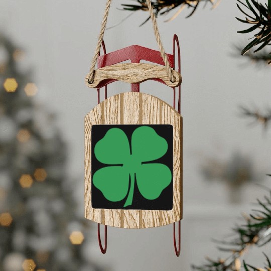 Green 4 Leaf Clover Solid Sled Ornaments