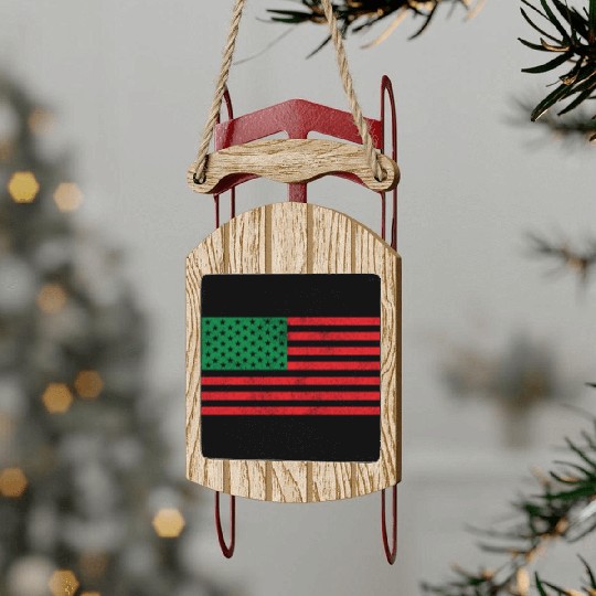 African American Flag Sled Ornaments