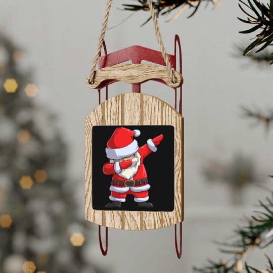 Dabbing santa claus Sled Ornaments