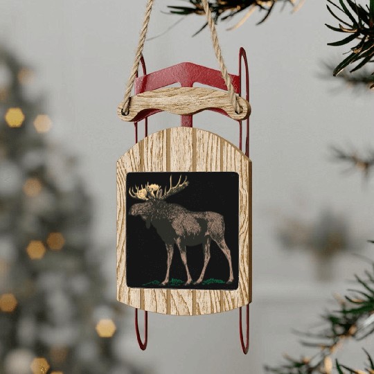 Moose Elk Reindeer Deer Hunter Scandinavia Gift Sled Ornaments