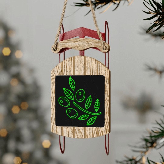 Olive branch Sled Ornaments
