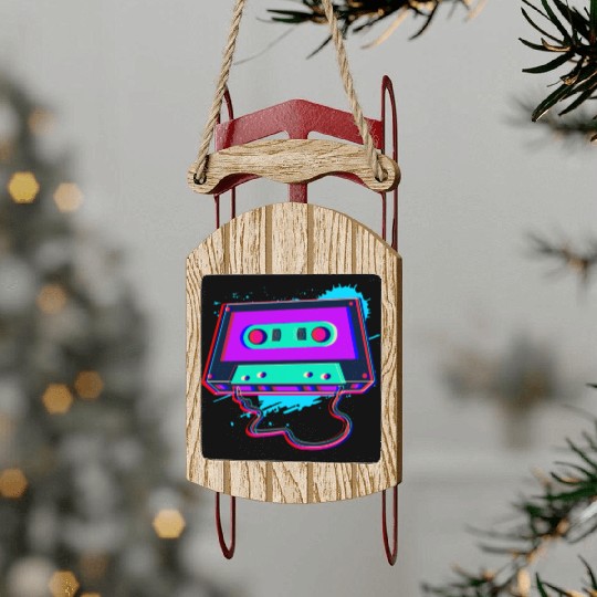 80s Music Cassette Tape : 3D, Neon, 80s songs Sled Ornaments