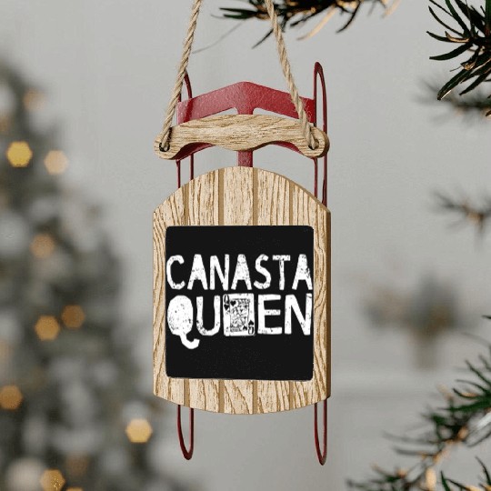 Fun Card Game Sled Ornaments Canasta Queen