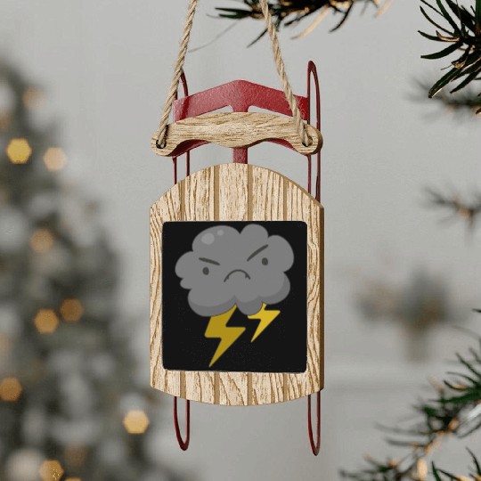 Angry Cloud With Lightning Thunderstorm Weather Sled Ornaments