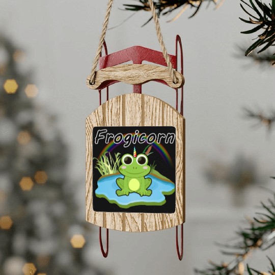 FROGICORN frog unicorn fantasy animal cute kids birthday gift Sled Ornaments