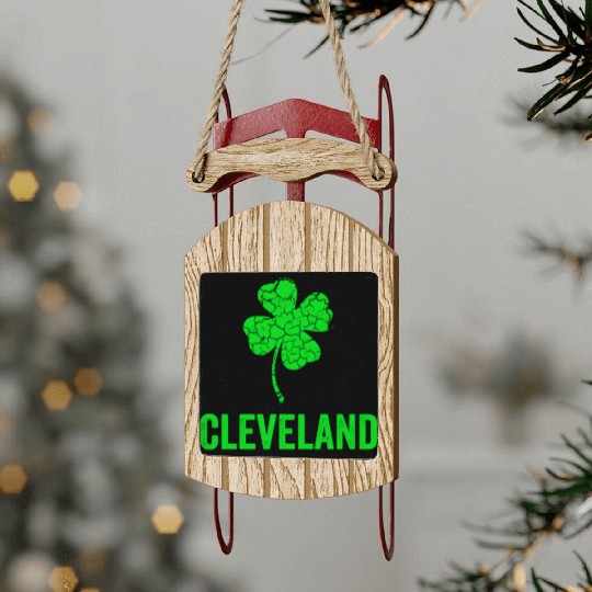 Cleveland Irish, St Patricks Day, Four Leaf Clover Sled Ornaments