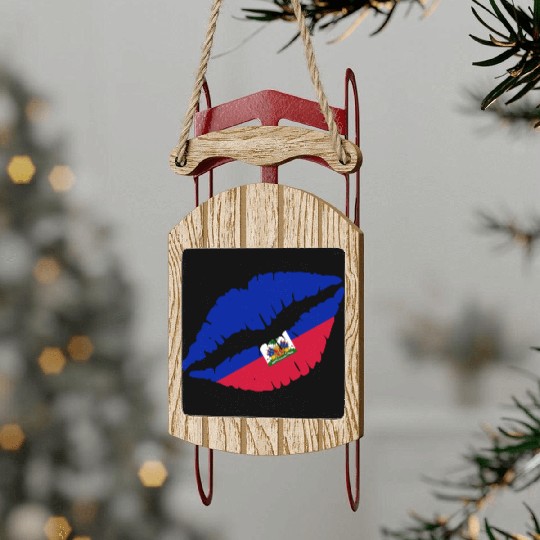 Haiti Kiss Flag Club Soccer Gift Idea Birthday Sled Ornaments