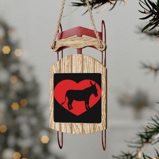 i love love heart donkey horse pony small packelse Sled Ornaments
