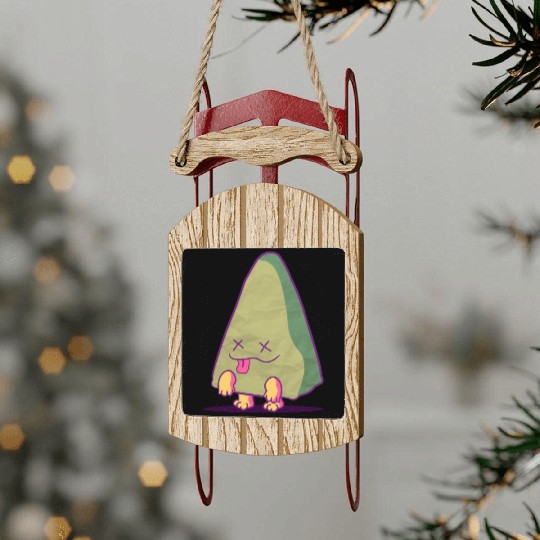 It's not an avocado , it's a zombie triangle! Sled Ornaments
