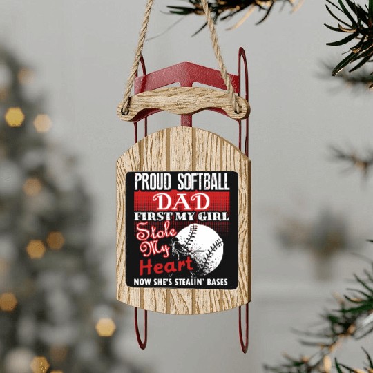 Softball - softball dad s - proud softball dad Sled Ornaments
