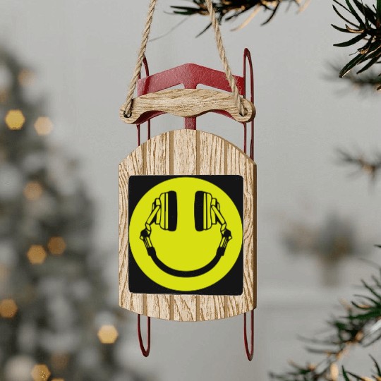 Headphone Smiley Acid House Cans MUSIC RAVE WEED D Sled Ornaments