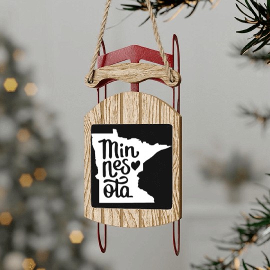 Minnesota Home State Minnesota music Sled Ornaments