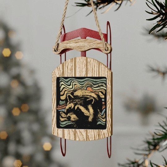 Raccoon Hunting Raccoons Forest Animal Gift Sled Ornaments
