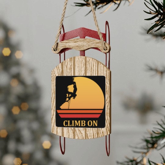 climb on rock climbing Sled Ornaments