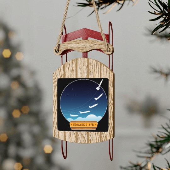 Edwards Air Force Base - yellow and brown logo Sled Ornaments