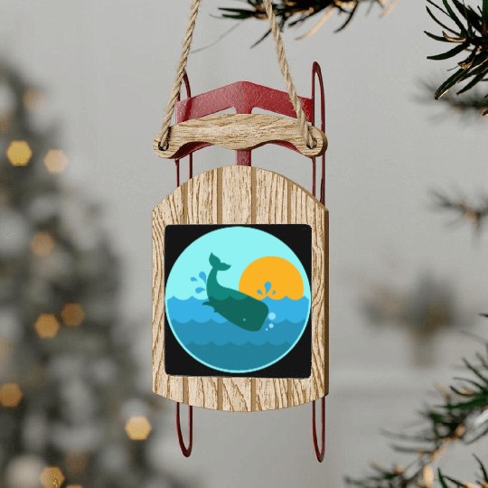 Whale Jump Sunrise Ocean Window - Gift Idea Sled Ornaments