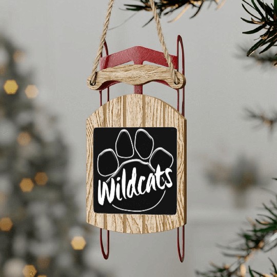 Wildcats Paw Print Mascot School Pride Sled Ornaments
