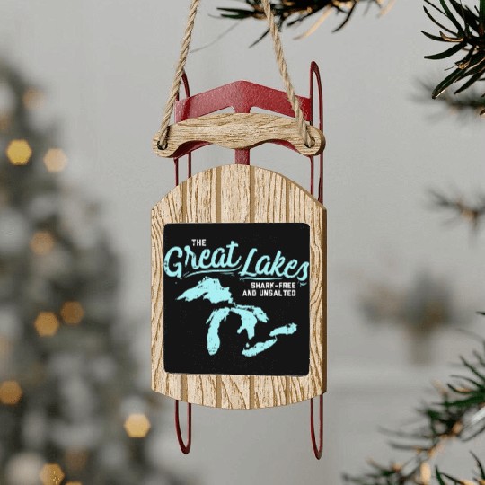 Lake The Great Lakes Silhouette USA Border Gift Sled Ornaments