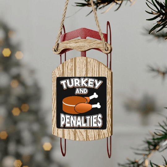 Turkey and Penalties Hockey Gift Thanksgiving Sled Ornaments